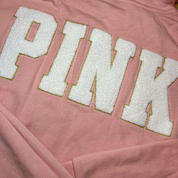 VS PINK OUTFIT rosy nectarine chenille logo sweatshirt and sweatpants - Picture 4 of 4